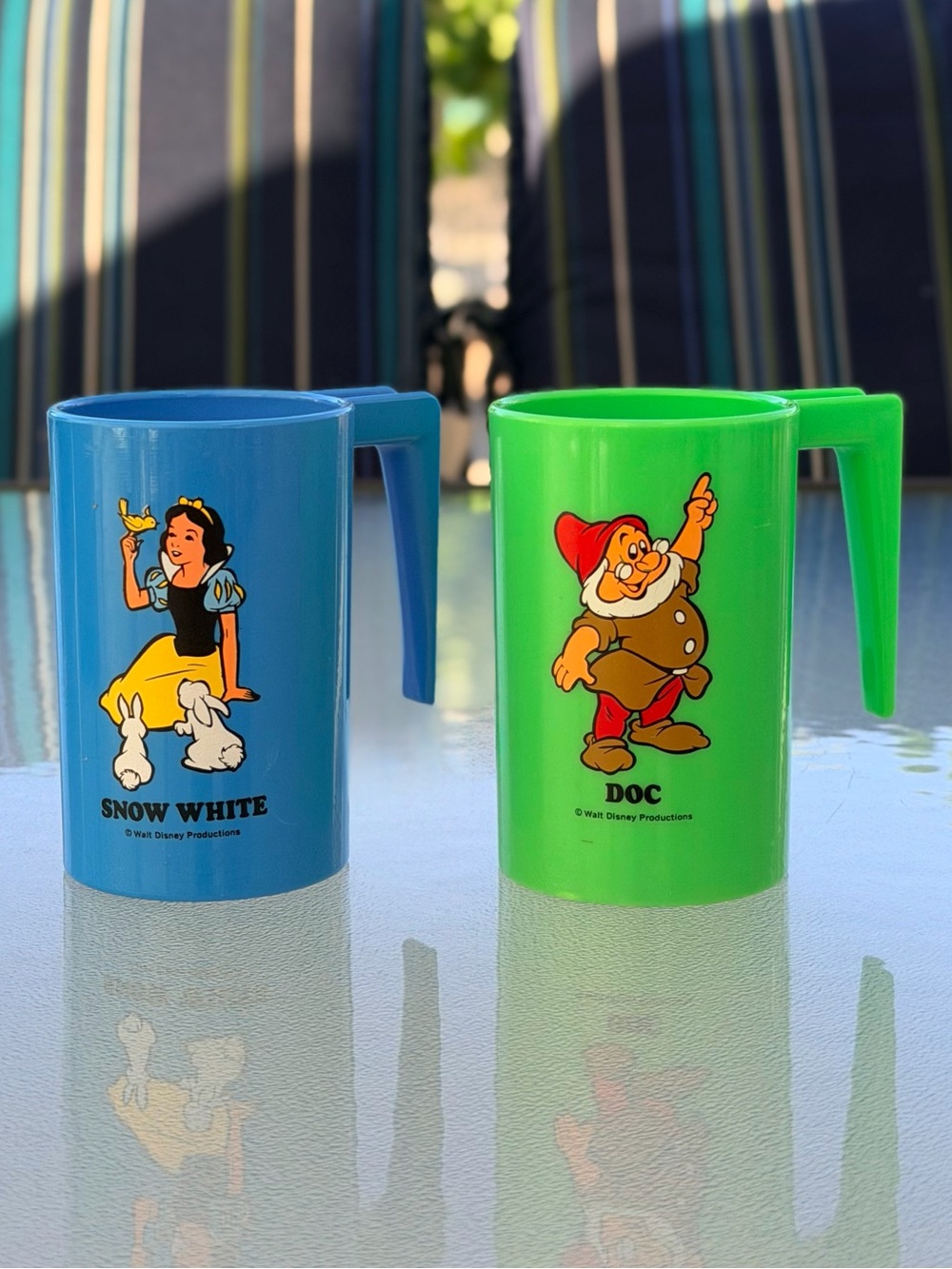 Walt Disney Productions Snow White & Doc Hard Plastic Children’s Mugs, Set of 2